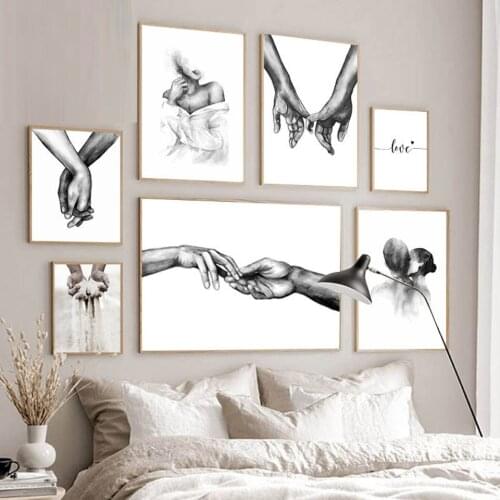 Black White Romantic Hand In Hand diamond Painting Love Diamond embroidery Fashion Picture Couples Lovers Room Decor