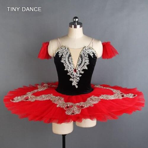 Black/Red Pre-Professional Ballet Dance Tutus with 7 Layers Pleated Tutu for Girls and Women Ballet Dancing Tutu Dress BLL124
