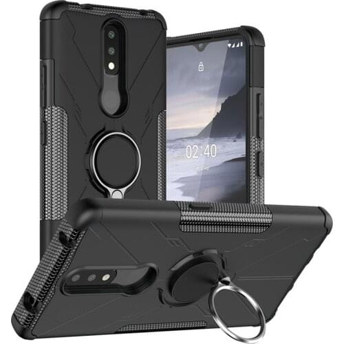 For Nokia 5.4 Military Grade Shockproof Case for Nokia 2.4 Magnetic Metal Finger Ring Holder Cover for Nokia 3.4
