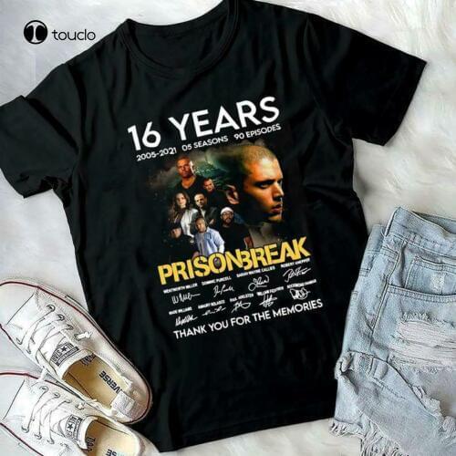 New Prison Break Signatures Prison Break 16 Years Anniversary Movie Film Tee Shirt Cotton Tee Shirt