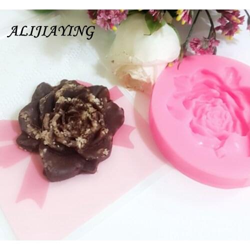 Flexible DIY Candle Crafts Molds Easy Unmold 3D Rose Flower Shaped chocolate Cake decorating tools Silicone Soap molds D0108