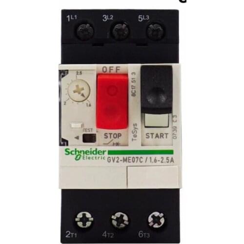 GV2-ME07C 1.6-2.5A GV2ME07C GV2ME07 Motor circuit breaker, TeSys GV2, 3P, 1.6-2.5 A, thermal magnetic, screw clamp terminals
