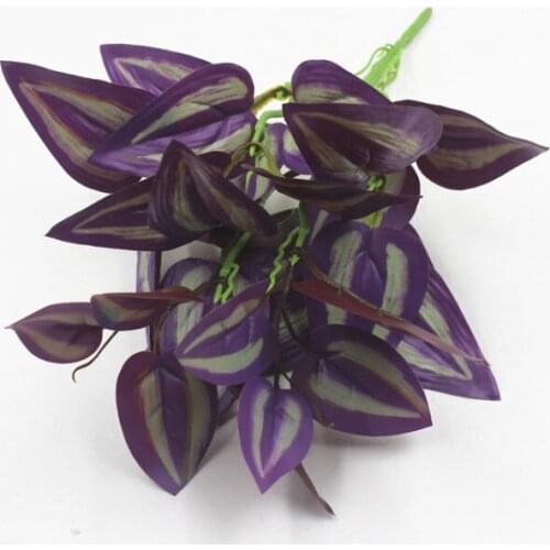 Simulation Green and Purple Eyebrows Small Plant Artificial Plant Leaves