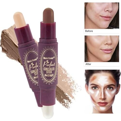 Contour Face Bronzer Concealer Pen Silky Texture Double Ended Concealer Stick Corrector Coverage 24Hours Lasting