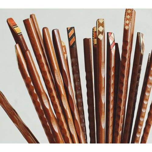 Creative Japanese Handmade Tableware Indonesian Ironwood Wooden Chopsticks Non-Slip Household Pointed Chopsticks