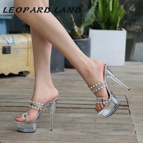 LEOPARD LAND 2020 Summer Fashion High Heel Riveted Womens Sandals Sexy Waterproof Platform Crystal Catwalk Womens Shoes WZ