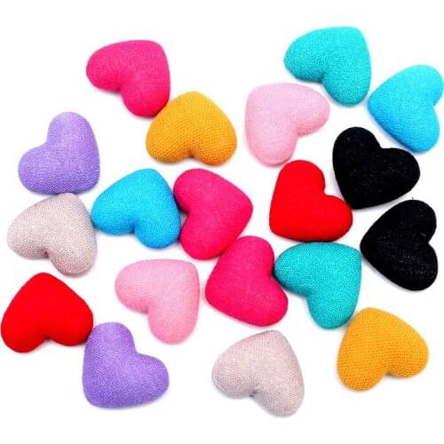 LF 50Pcs Mixed 17x14mm Heart Cloth Sewing Buttons For Clothes Needlework Flatback Scrapbooking Crafts Decorative Diy Accessories