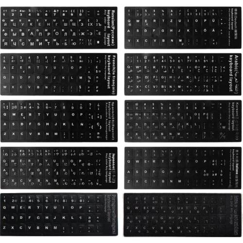 Matte Anti-Glare Russian/French/Spanish/Japanese/German/Arabic/Korean/Italian/Turkey/Thailand Keyboard Stickers Black Background