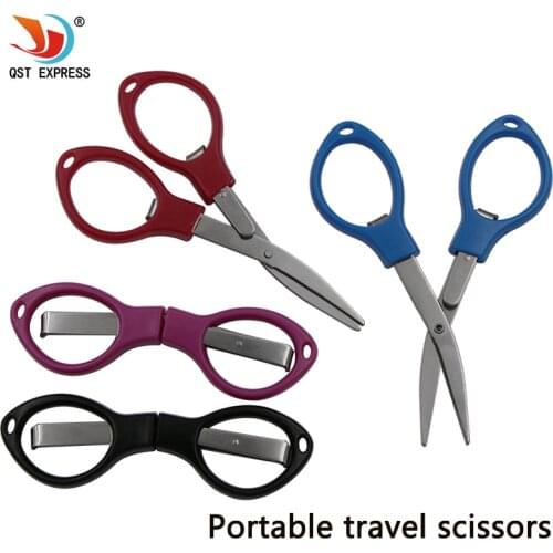 Multifunction 8 words fold scissors plastic handle stainless steel student stationery handmade crafts diy kids tool