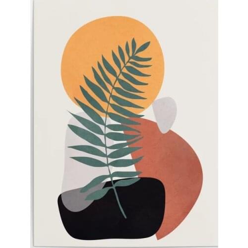 Modular Canvas Green Leaf Yellow Moon Pictures Poster Prints Black Paintings Home Decor Wall Art No Framework For Living Room