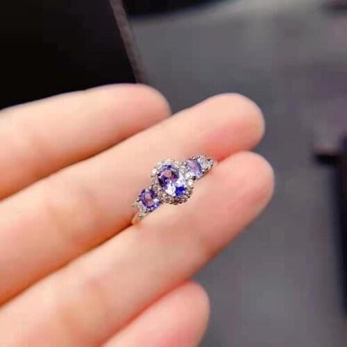 Natural High-quality Tanzanite S925 Sterling Silver Ring Fine Fashion Charming Jewelry for Women Free Shipping MeibaPJFS