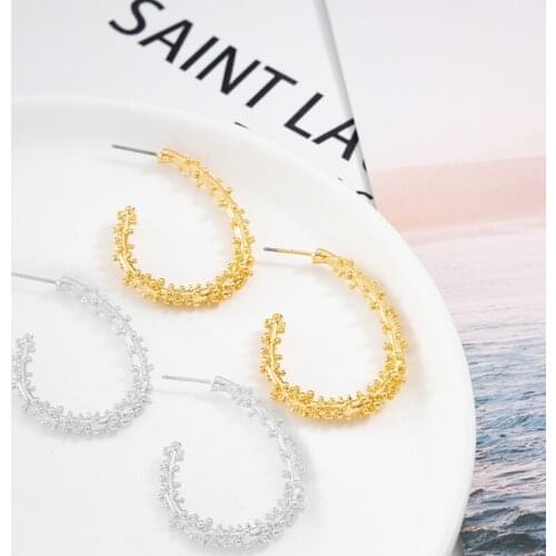 Jaeeyin 2021 New Arrivals C Shape Earrings Gold Color Silver Color Fashion Jewelry Irregular Matt Stud Earrings