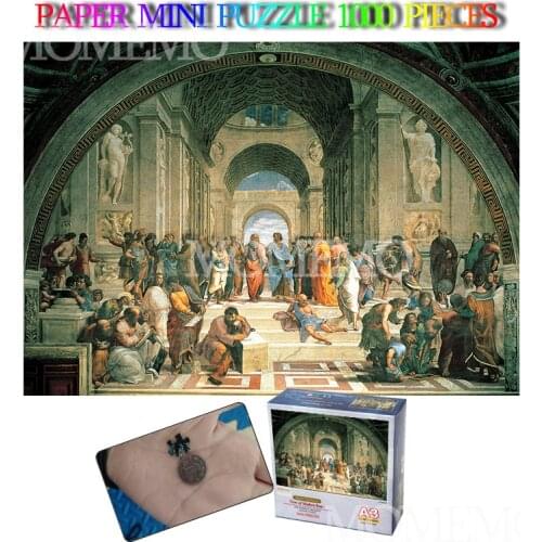 The School of Athens Paper 1000 Pieces Jigsaw Puzzle Mini A3 Puzzle 1000 Pieces Adults Toys Landscape Puzzles for Teens Kids