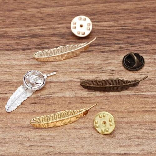 Feather Butterfly Flower Safety Pins Brooch Lock Metal Pins Back Button Buckle Clasps for Pin Brooch base Jewelry Accessories