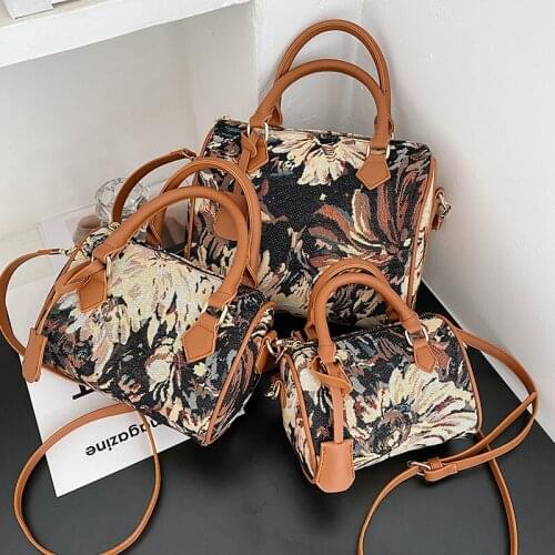 Retro Embroidery Luxury Handbag Large Canvas Tote Bag Womens Fashion Designer Leather Crossbody Bag Lady Shopper Shoulder Purse