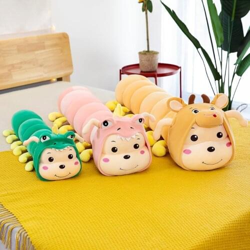 Cute Long caterpillars Plush Toys Pillow Soft Toys Stuffed Cushion Simulation Animal Big Dolls Gift For Kids Girlfriends