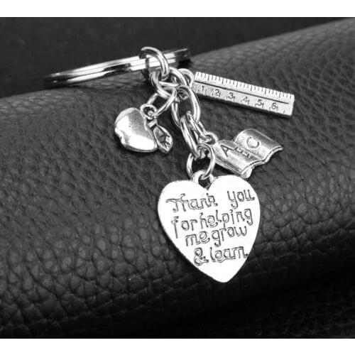 Thank You For Helping Me Grow And Learn Key Chain Alloy Keychain Accessories Pendant Key Ring Charms Keychains for Ladies