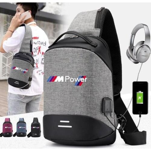 Male Shoulder Bags for bmw power USB Charging Crossbody Bags Men Anti Theft Chest Bag School Summer Short Trip Messengers Bag