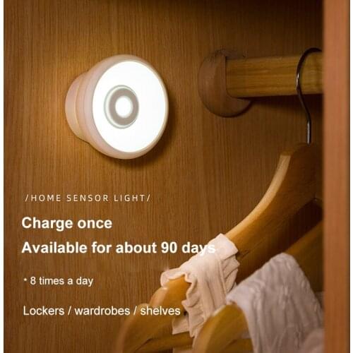 Led Induction Night Light Motion Sensor Wireless Intelligent Charging Cabinet Wardrobe Light Touch Bedside Bedroom Corridor Lamp
