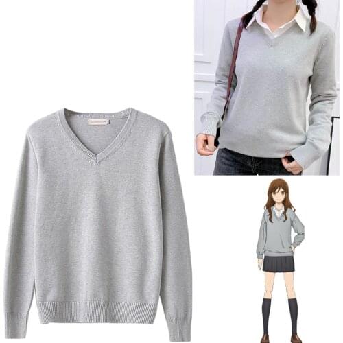 Horimiya Hori Kyoko Cosplay Sweater Pullover Spring Autumn V-Neck Knitted Sweaters Anime Cosplay Costume