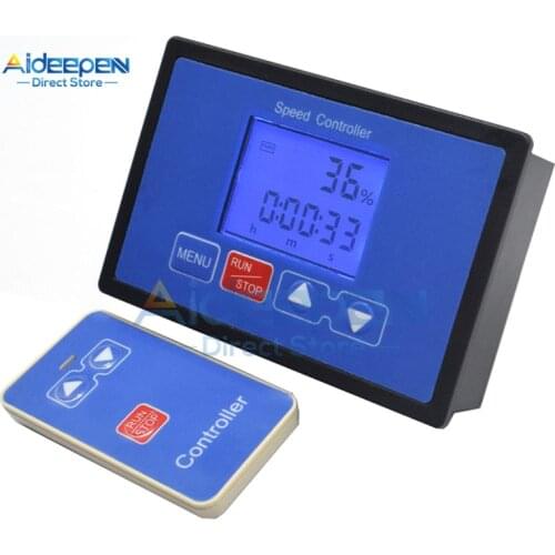 LCD Smart Digital Display 0~100% Tachometer Adjustable 30A PWM DC Motor Speed Controller Timing Remote Control 12V 24V 36V 48V