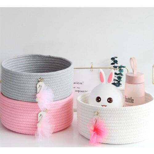 Cotton Rope Woven Storage Basket Home Office Shop Desktop Decoration Accessories Organizer for Storage Toys Make Up Sundries