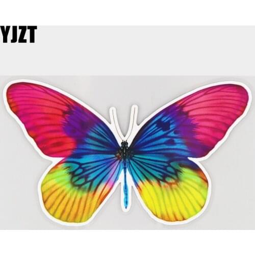 YJZT 16.5×9.6CM Beautiful Colorful Butterfly Scratch Occlusion Window Decoration Car Stickers 21A-0255