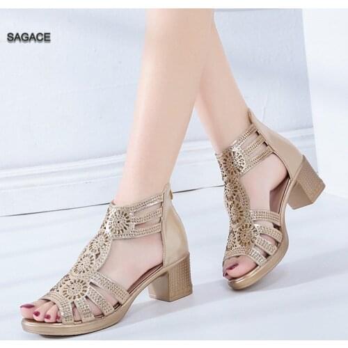 SAGACE Fashion Lady Rough With Open Toe Fish Mouth Sandals Retro Wild Heel Shoes Female Sandalias Mujer 2020 Ladies Beach
