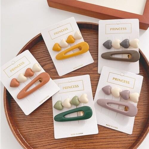 2021 New Korean Trendy Heart Acrylic Hollow Waterdrop Hair Clips Sets Barrettes For Women Fashion Hair Accessories Hairpins