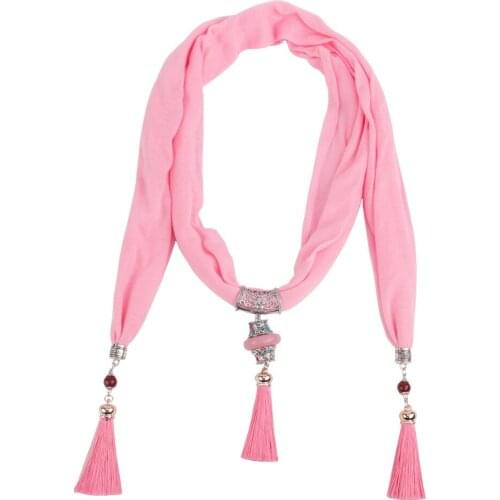 Women alloy pendant scarf necklace wrap jewelry feminina fashion cotton scarves necklace women shawl long luxury jersey scarf