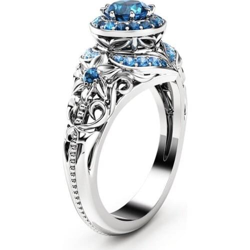 DIWENFU Real S925 Sterling Silver Sapphire Ring for Women Anillos Wedding Gemstone Jewelry Blue Topaz Gemstone Women Rings Anel