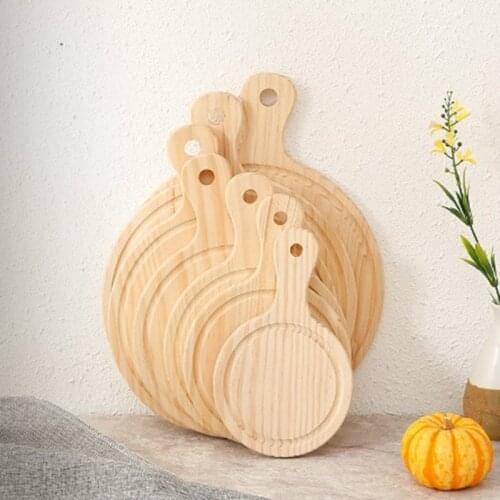 1 Pcs Wooden Pizza Paddle Cheese Serving Tray Plate Cutting Chopping Board Round B1