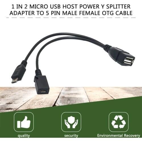 1 In 2 OTG Micro Usb Host Power Y Splitter Usb Adapter To Mirco 5 Pin Male Female Cable Durable Micro USB OTG Cable