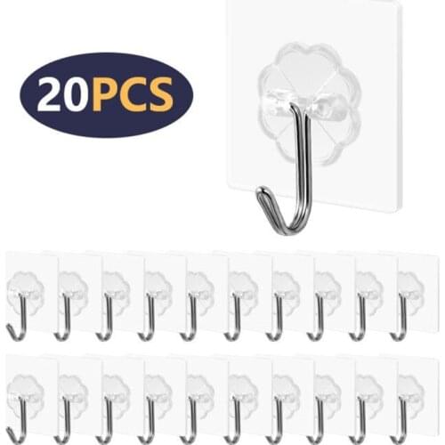 10/20 Pcs Hooks Transparent Strong Self Adhesive Door Wall Hangers Hooks Suction Heavy Load Rack Cup Sucker for Kitchen Bathroom