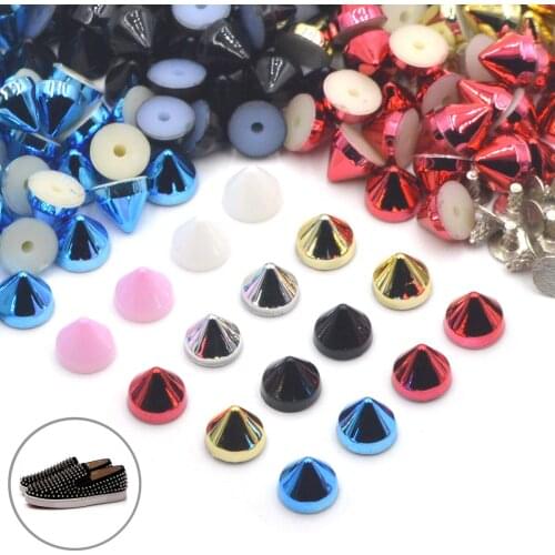 100Sets Acrylic Cone Punk Studs Rivets Spikes for Shoes Bag Garment Decoration Diy Craft Accessories 6.5x5mm