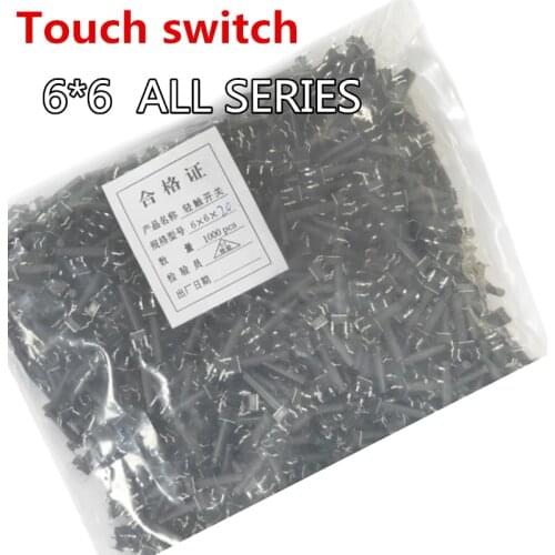 1000pcs/lot 6*6 6X6X5/4.3/5.5/6/7/8/9/10/13/17H button touch switch Copper 4PIN DIP Micro Switch For TV/Toys/home use Button