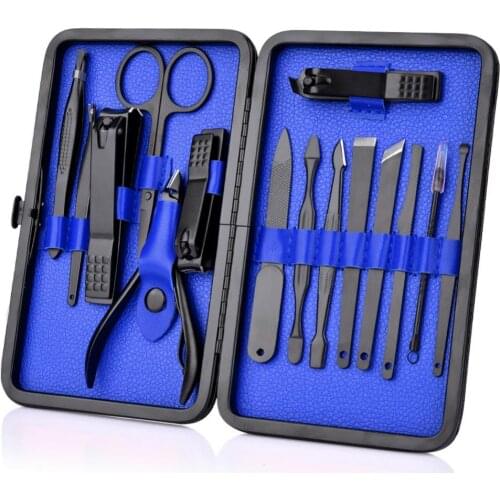 15 In 1 Manicure Set Stainless Steel Nail Clipper Tools with Travel Leather Portable Case