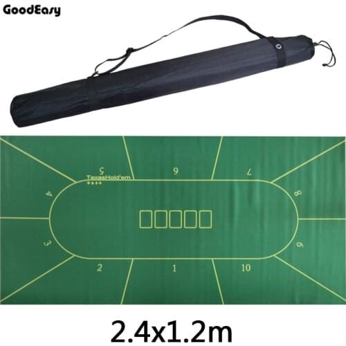 240*120cm Rubber Texas Hold'em Black Jack 21Points Baccarat Casino Poker Tablecloth Green Board Table Mat 10 Player Rotary Set