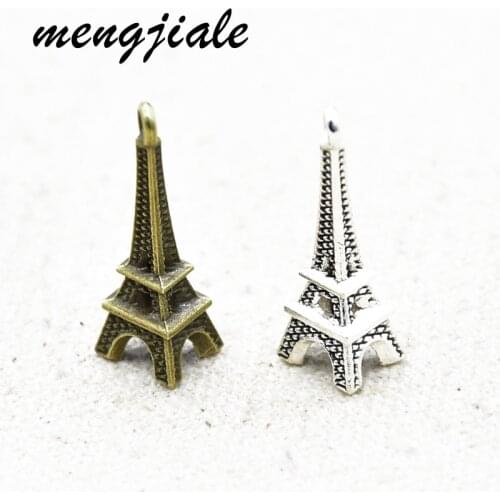 35pcs Retro Metal Alloy 3D Tower Charms For DIY Handmade Crafts Jewelry Supplies Makings 23*8mm