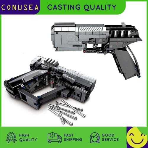 431Pcs Simulation Signal Gun Handgun Pistol Can Fire Bullets DIY Model Building Blocks Educational Toys For Kids Boys Gifts
