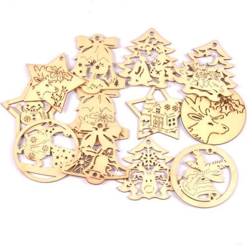 5pcs Christmas Santa Claus Wooden Tree Pendants Ornaments DIY Painting Crafts Xmas Party Decorations 75mm mt2712