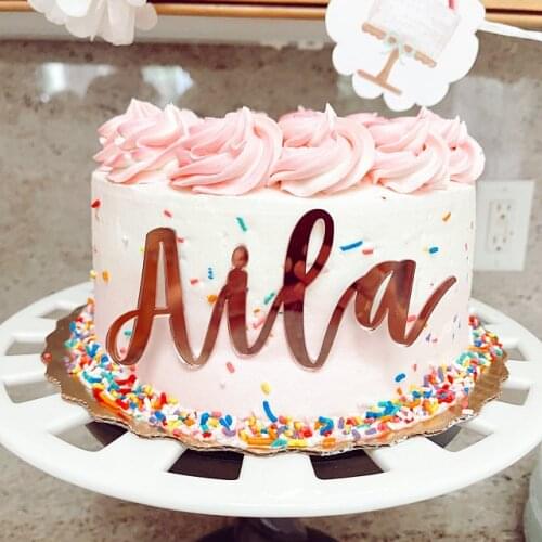 Acrylic Cake Name Charm, personalised Cupcake Toppers, Personalized Birthday Party Decor,Mirror Gold Rustic Birthday Supplies