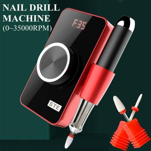 35000 RPM Nail Drill Machine Gel Polisher Portable Rechargeable Drill Pen Apparatus Profession Art Nail Tools With LCD Display