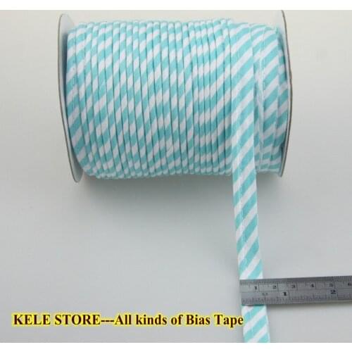 Free shipping-cotton strips checks Bias Piping, Bias piping tape with cord,size:12mm,50yds DIY working for clothes col lake blue