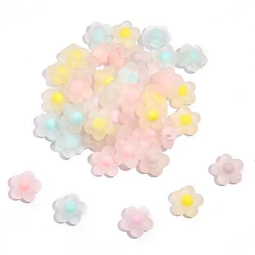 20Pcs/lot 9x17mm Matte Flower Plum Blossom Transparent Acrylic Spaced Beads For Jewelry Making DIY Necklace Earrings Accessories