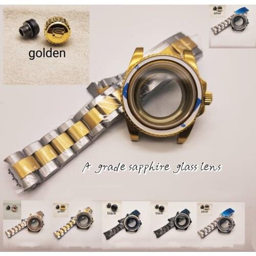 Professional Diving Watch Case Shell Sapphire Glass Metal Strap Band Spare Parts for NH36/Swiss 2824-2 Movement