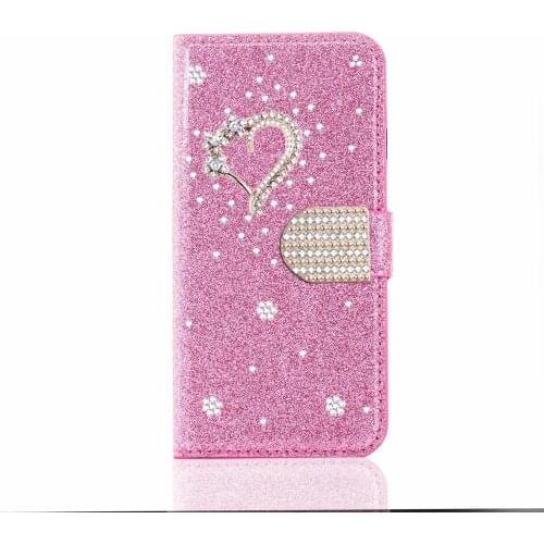 Fashion Diamond Clasp Love Heart Wallet Flip Card Slot Glitter Leather Case Cover For Iphone 11 Pro XS Max XR X 8 7 6 6S Plus 5S
