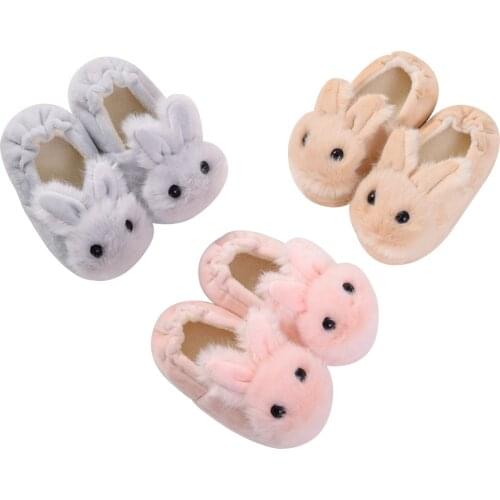 Toddler Baby Plush Slippers Soft Bunny Winter Warm House Bedroom Shoes Anti-Slip First Walkers