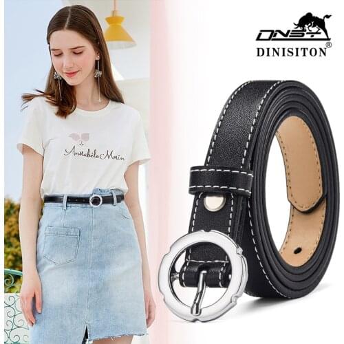 DINISITON Womens Belt luxury Genuine leather belt female woman waist belts designer belts Round Buckle Strap fashion jeans