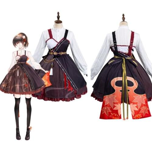 Genshin Impact Kazuha Cosplay Costume Lolita Dress Outfits Halloween Carnival Suit